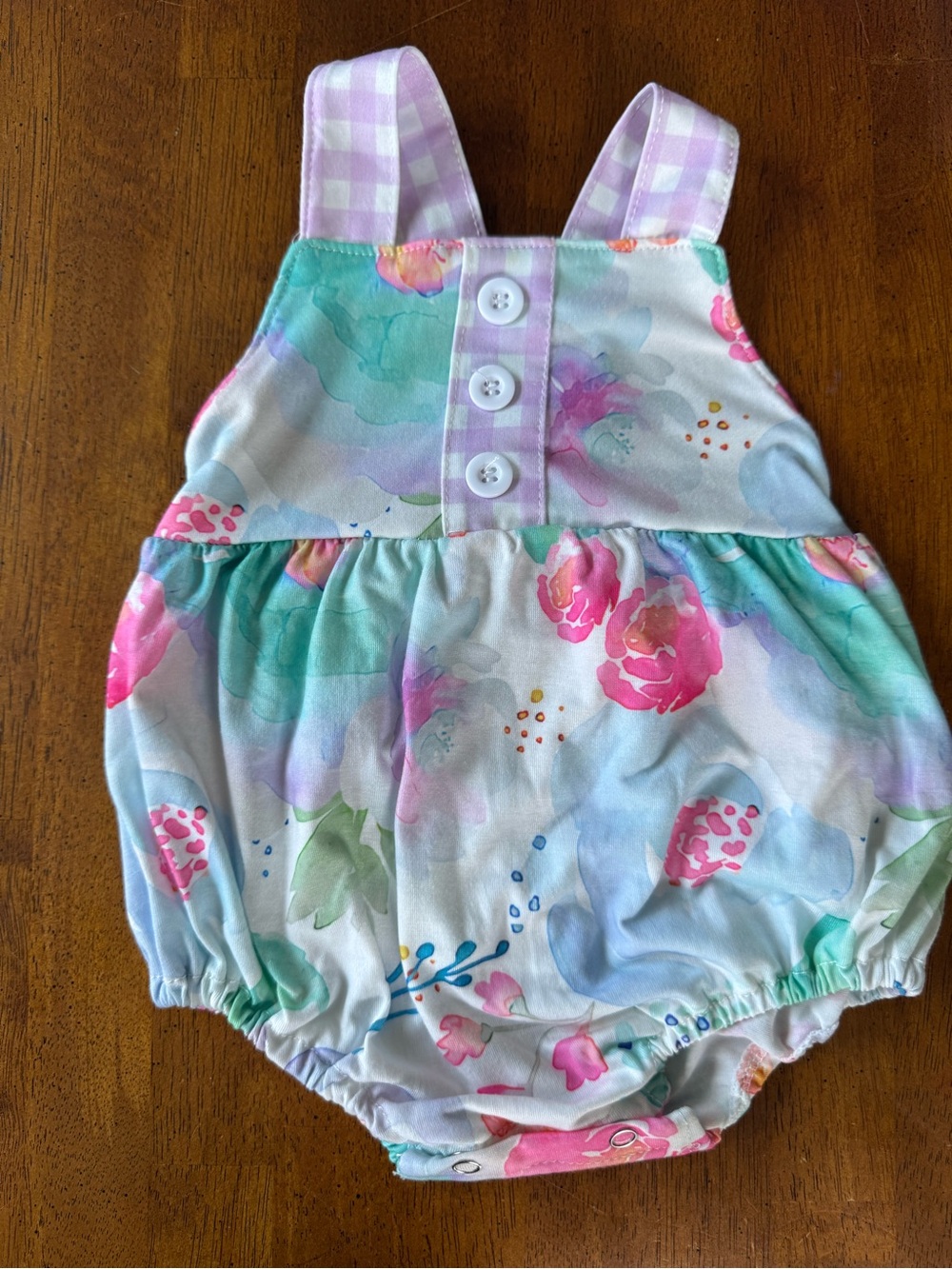 Baby Floral Watercolor Bubble Romper - Pink & Aqua